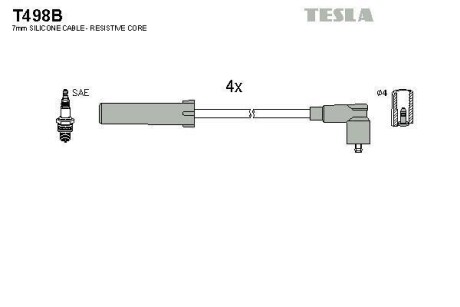 Проводавысоковольтные,комплект Peugeot 406 2.0 (95-04),Peugeot 406 2.0 (96-04) (TESLA T498B