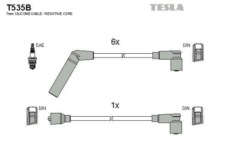 Комплект кабелiв запалювання TESLA T535B