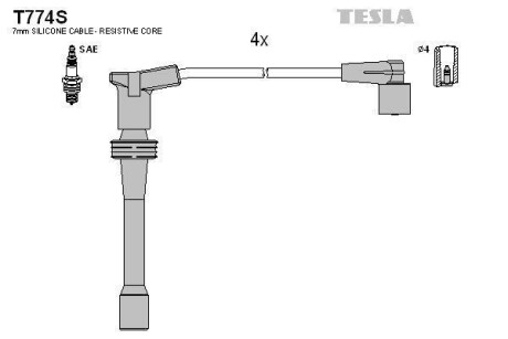 Провода свечные 2110-2112 инж (1,5 16кл) (силикон) BLATNA TESLA T774S