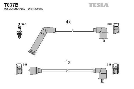 Провод высокого напряжения TESLA T837B