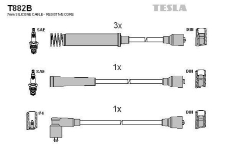 Комплект кабелів високовольтних TESLA T882B