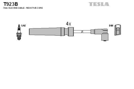 Провода свечные Лачетти 1,6 (силикон) BLATNA TESLA T923B