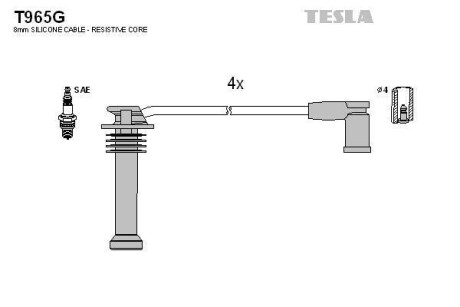 Проводавысоковольтные,комплект Ford Fiesta v 2.0 (05-08),Ford Mondeo iii 1.8 (00 TESLA T965G