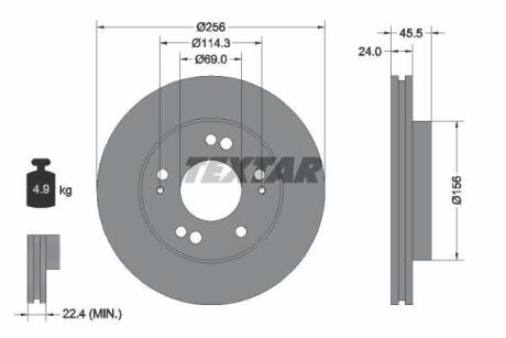 Диск гальмівний передн Лів/Прав DODGE AVENGER, STRATUS MITSUBISHI ECLIPSE, ECLIPSE I, ECLIPSE II, ECLIPSE III, GALANT VIII 2.0-3.0 04.91- TEXTAR 92063000 (фото 1)