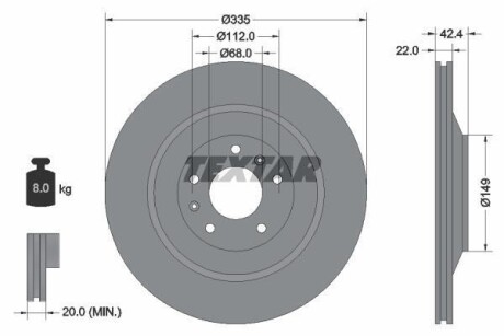 Диск гальмівний BENTLEY Continental &quot;R &quot;03-17 TEXTAR 92177005 (фото 1)