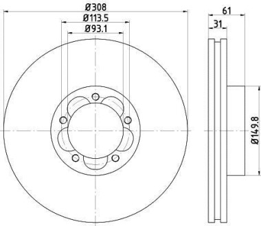 Диск гальмівний FORD Transit "F D=308mm "13>> TEXTAR 92274303