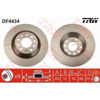 Диск гальмівний (1 шт.) AUDI A6 R "04>> TRW DF4434