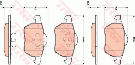Комплект гальмівних колодок передн, RENAULT MEGANE I, MEGANE I CLASSIC SAAB 900 II, 9-3, 9-5 VW PASSAT B5 1.4-3.0D 07.93-12.09 TRW GDB1717 (фото 1)