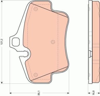 Гальмівні колодки дискові PORSCHE 911/Boxster (986)/Cayman "R "97-"13 TRW GDB1758 (фото 1)