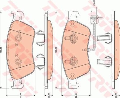Гальмівні колодки дискові AUDI A8 "F "03-"10 TRW GDB1811