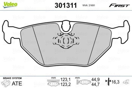 Гальмівні колодки дискові BMW 5(E39) "2,0-4,4 "R "95-04 Valeo 301311