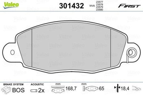 Гальмівні колодки дискові FORD Transit "2,0-2,4 "F "00-06 Valeo 301432