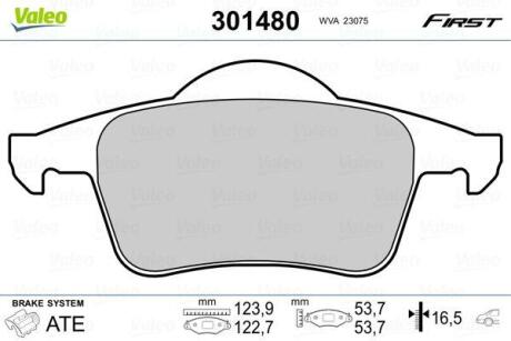 Гальмівні колодки First VOLVO S60/S70/S80/V70/XC70 &quot;R &quot;95-10 Valeo ="301480" (фото 1)