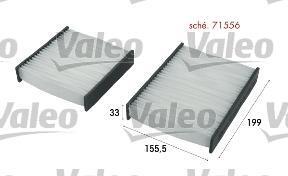 Фільтр салону CITROEN/DS/PEUGEOT DS3/DS/207 &quot;1,0-1,6 &quot;06&gt;&gt; Valeo ="715556" (фото 1)