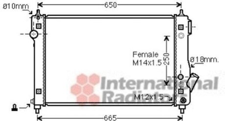 Радіатор двигуна CHEVROLET AVEO (T250, T255) (05-) 1.4 i AT Van Wezel 81002087