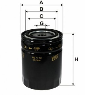 Фильтр масляный двигателя /OP563/1 (WIX-Filtron UA) WIX FILTERS WL7118