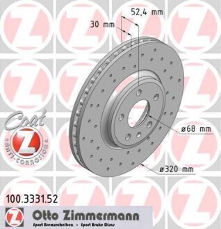 Диск гальмівний ZIMMERMANN 100.3331.52