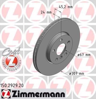 Диск тормозной ZIMMERMANN 150.2929.20