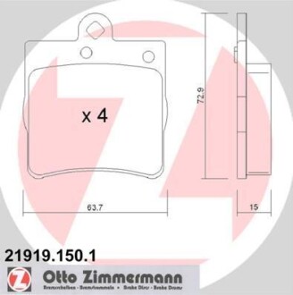 Гальмівні колодки зад Mercedes W203 1,8i-2,4i (TEV ZIMMERMANN 219191501 (фото 1)