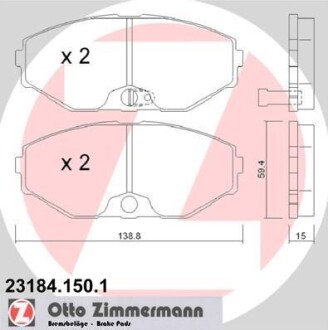 Колодки гальмівні дискові, к-кт ZIMMERMANN 23184.150.1