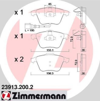Колодки гальмівні дискові, к-кт ZIMMERMANN 23913.200.2