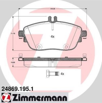 Колодки гальмівні дискові, к-кт ZIMMERMANN 24869.195.1