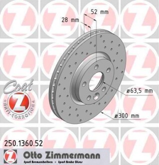 Диск гальмівний ZIMMERMANN 250136052