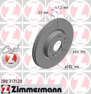 Диск гальмівний Coat Z ZIMMERMANN 280317120