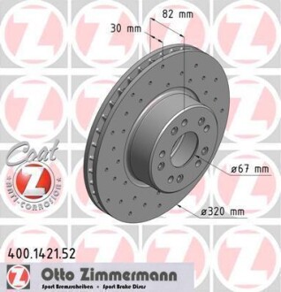 Диск гальмівний ZIMMERMANN 400.1421.52