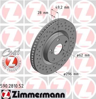 Диск тормозной Sport ZIMMERMANN 590.2810.52