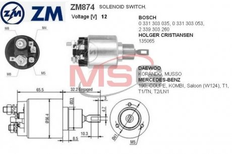 Втягуюче реле ZM ZM874 (фото 1)